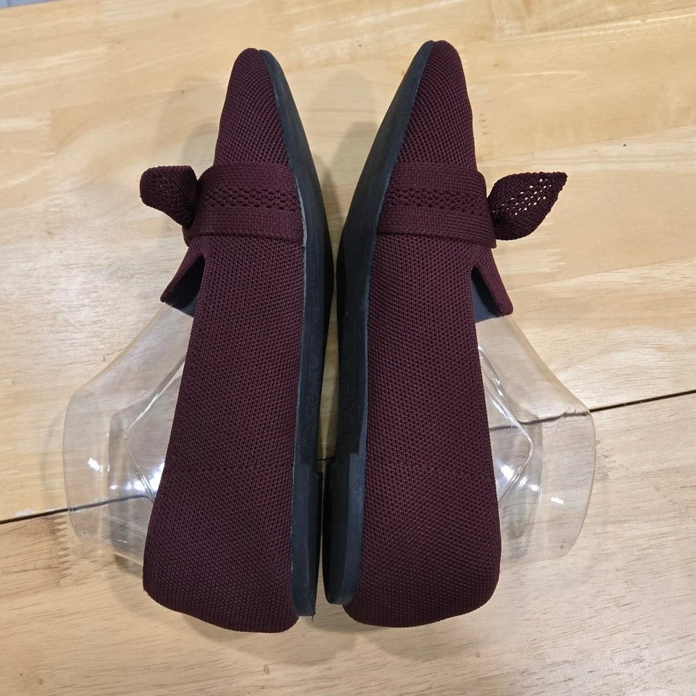 Seychelles Sable Wide Flats Womens 8W Burgundy Bow Pointed Toe Loafers